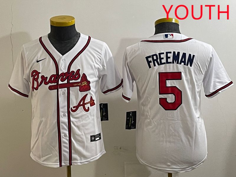Youth Atlanta Braves #5 Freeman White Game 2025 Nike MLB Jersey style 3->youth mlb jersey->Youth Jersey